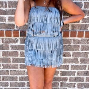 Women’s NYLON APPAREL Medium rhinestone diva fringe 2 piece set